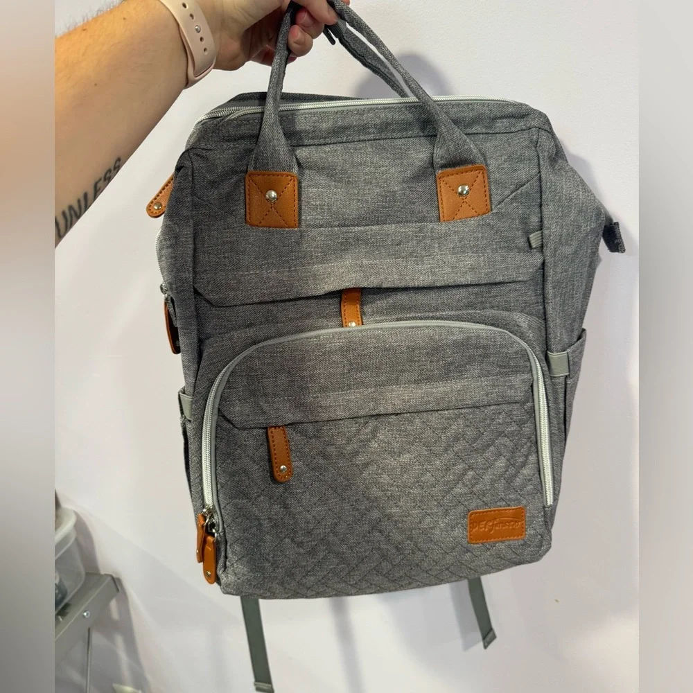 NWOT BabbleRoo Diaper bag backpack in grey